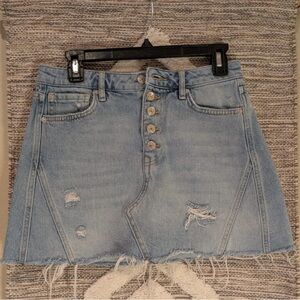 Free People denim mini skirt light wash sz 27